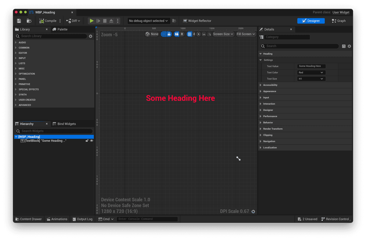 heading widget