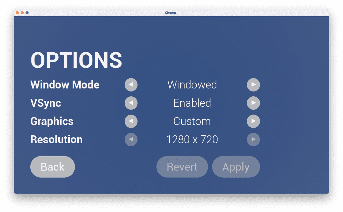 options menu