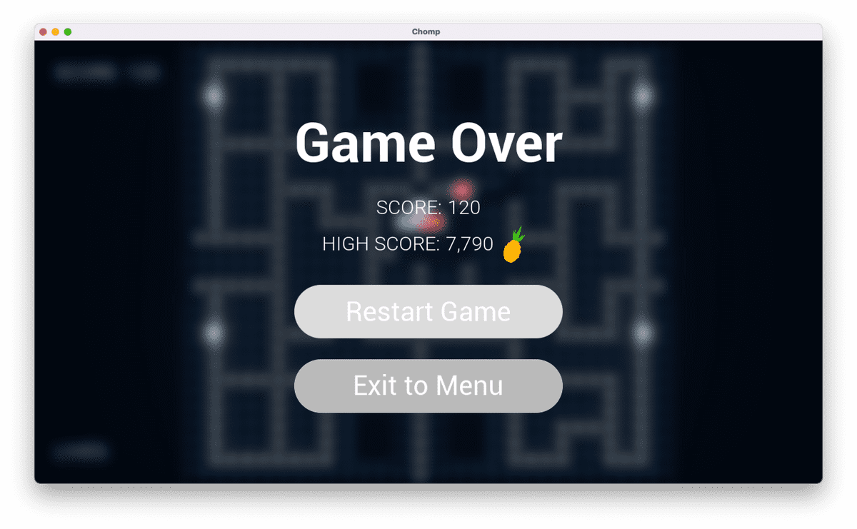 game over menu