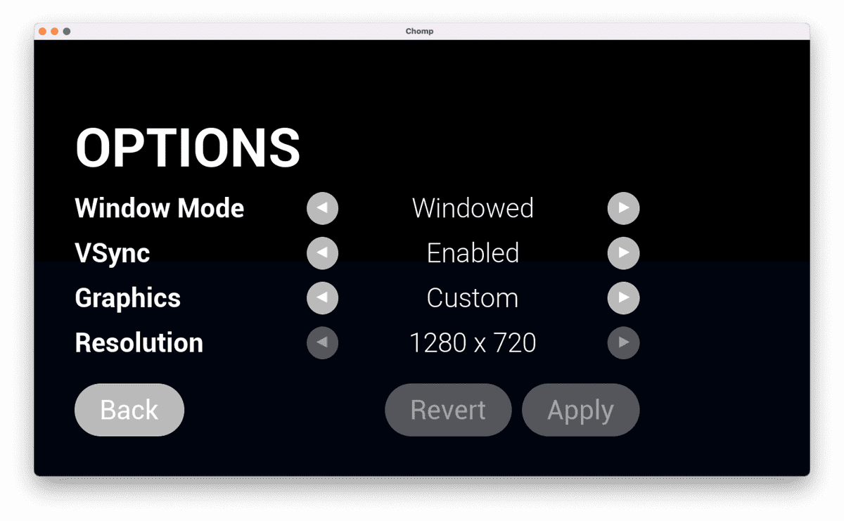 options menu